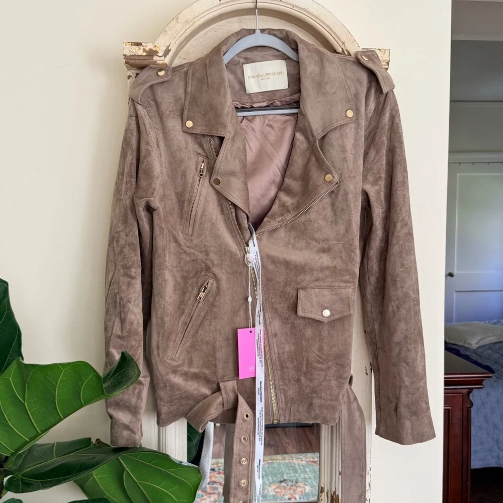 NWT Amanda Uprichard Suede Taupe Jacket Size Medium - Picture 4 of 7